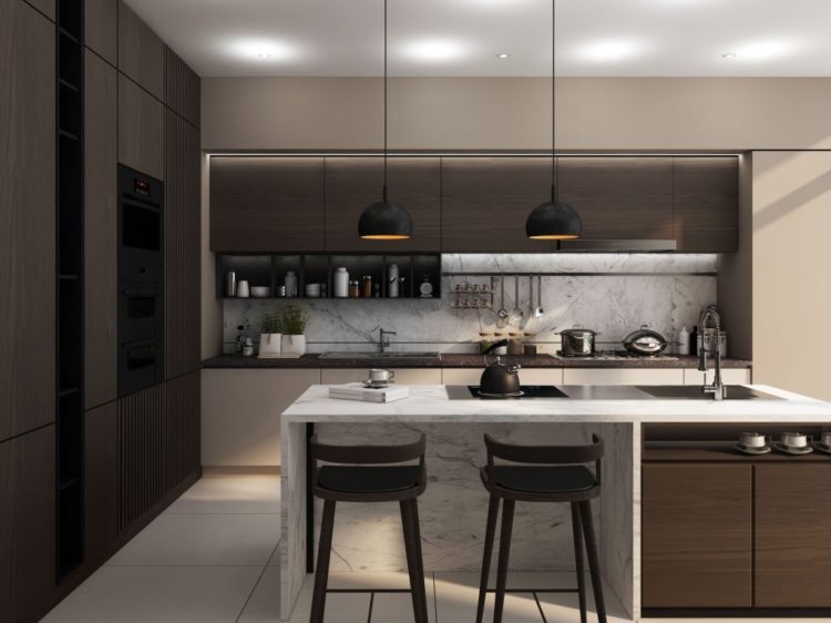 3D rendering kitchen room 3D rendering kitchen room