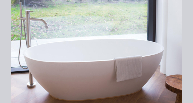 Modern bathroom shower and basin setup